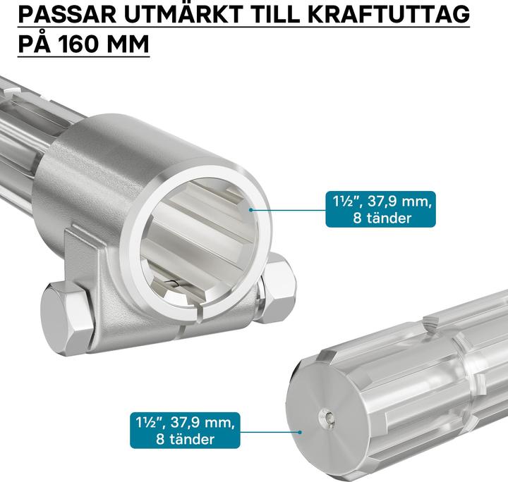 Actual product image Wiltec Adaptor Sleeve for PTO Shaft 160 mm with 8-32x38x6 Spline Housing, 8-32x38x6 Output Shaft Tractor (Tractor accessories)