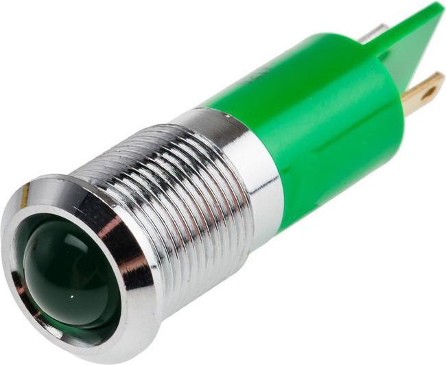 Produktbild RS PRO LED erhaben 14mm chrom 48-65Vdc grün