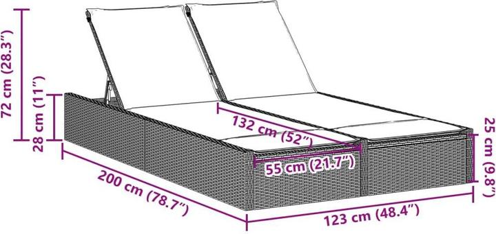 Produktbild vidaXL Doppel-Sonnenliege (200 cm)