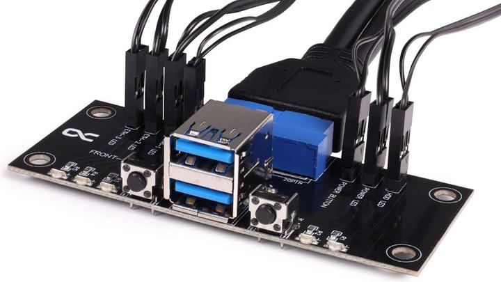 Actual product image Alphacool ES front I/O panel with USB 3.0 and cable set for server enclosures