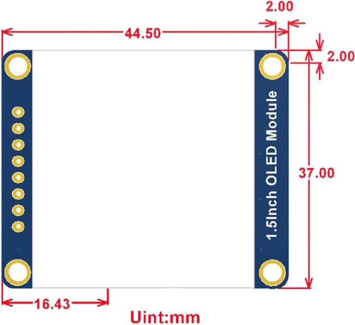 Produktbild WaveShare OLED Display 128x128 1.5inch weiss I2C SPI