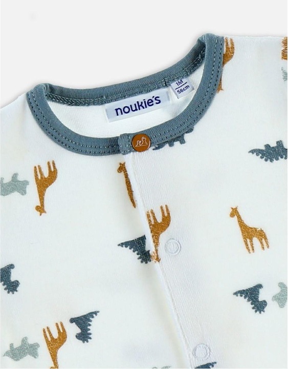 Image du produit Noukies Dors bien velours avec animaux blanc Gr. 74 (74)