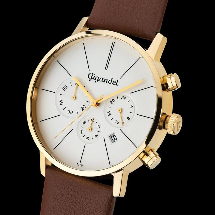 Image du produit Gigandet Chronographe élégant étanche avec affichage 24h, fonction arrêt et date (Chronographe, Horloge analogique)