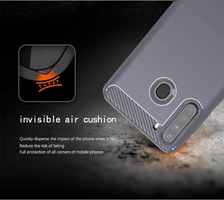 Actual product image Cadorabo TPU Ultra Slim carbon stainless steel Combi Cover (Samsung Galaxy A21)