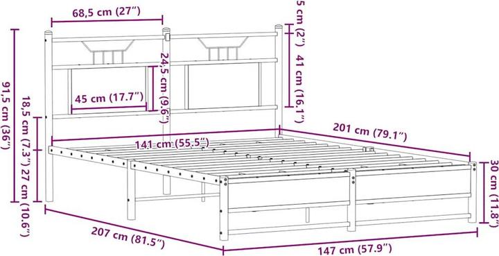 Image du produit vidaXL Bettgestell (135 x 190 cm)