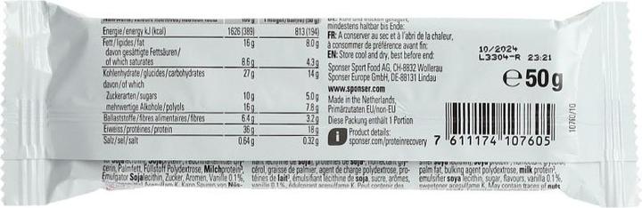 Nährwerte und Zutaten Sponser Protein Recovery (Vanille, 25 Stk., 1250 g)