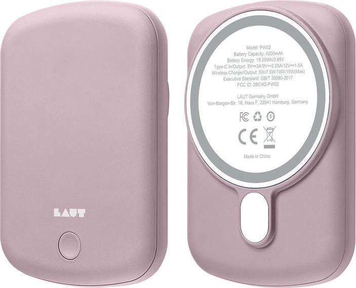 Laut POWER CHARGE HANDY Pink Powerbank comp.e with MagSafe (5000 mAh, 15 W, 19.25 Wh)