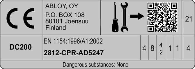 Actual product image Assa Abloy Scissor arm door closer DC 200 white EN 2-4 (Indoor)