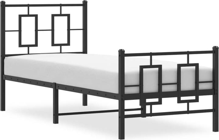 Actual product image vidaXL Bettgestell Kopfteil Fussteil Metallbett Bett Einzelbett Schwarz 75x190cm (75 x 190 cm)