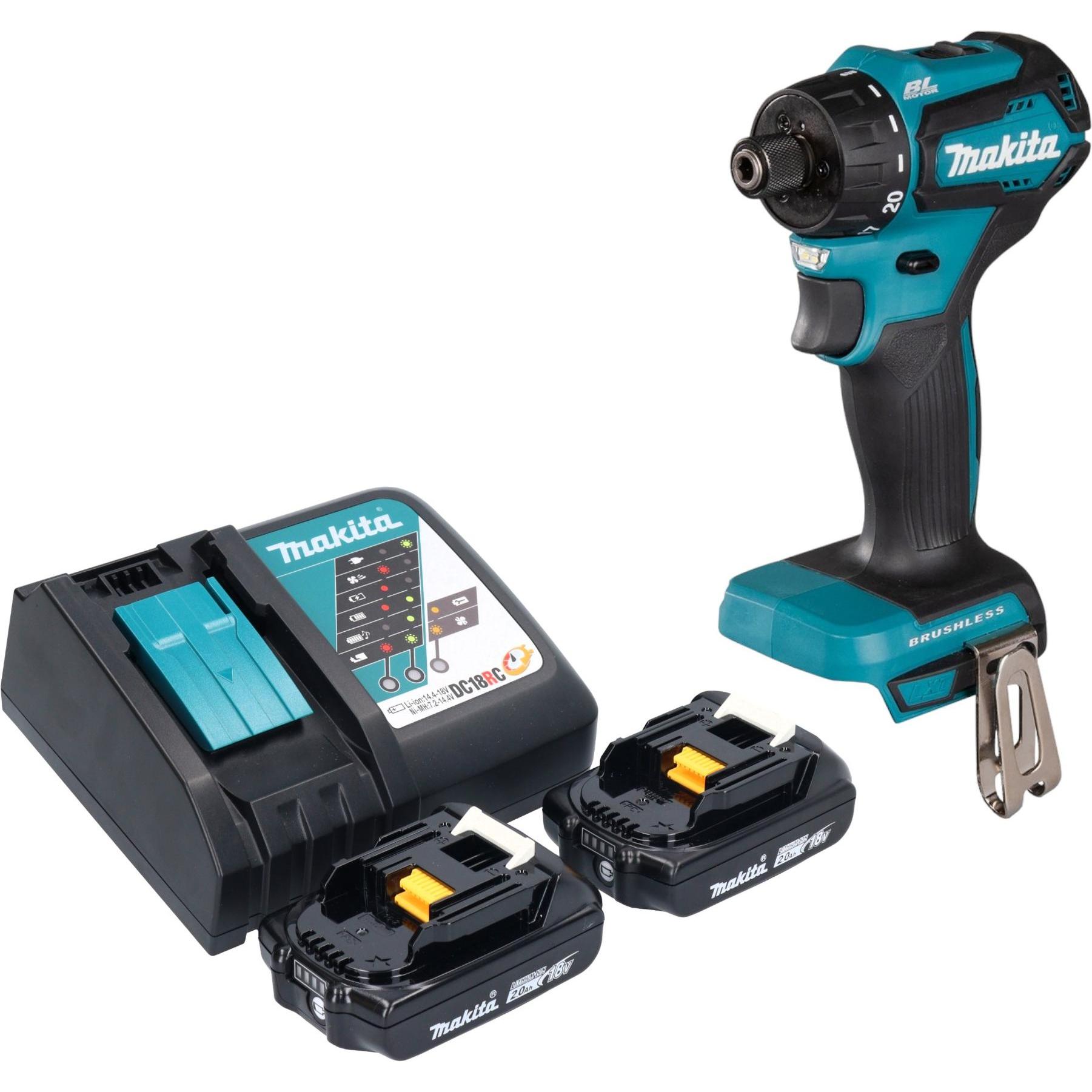 Thumbnail - Makita, Bohrmaschine + Akkuschrauber, DDF 083 RA Akku Bohrschrauber 18 V 40 Nm 1/4" Brushless + 2x Akku 2,0 Ah + Ladeger...