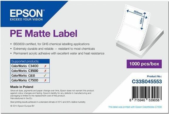Image du produit Epson PE mat Etiquette (20.30 cm)