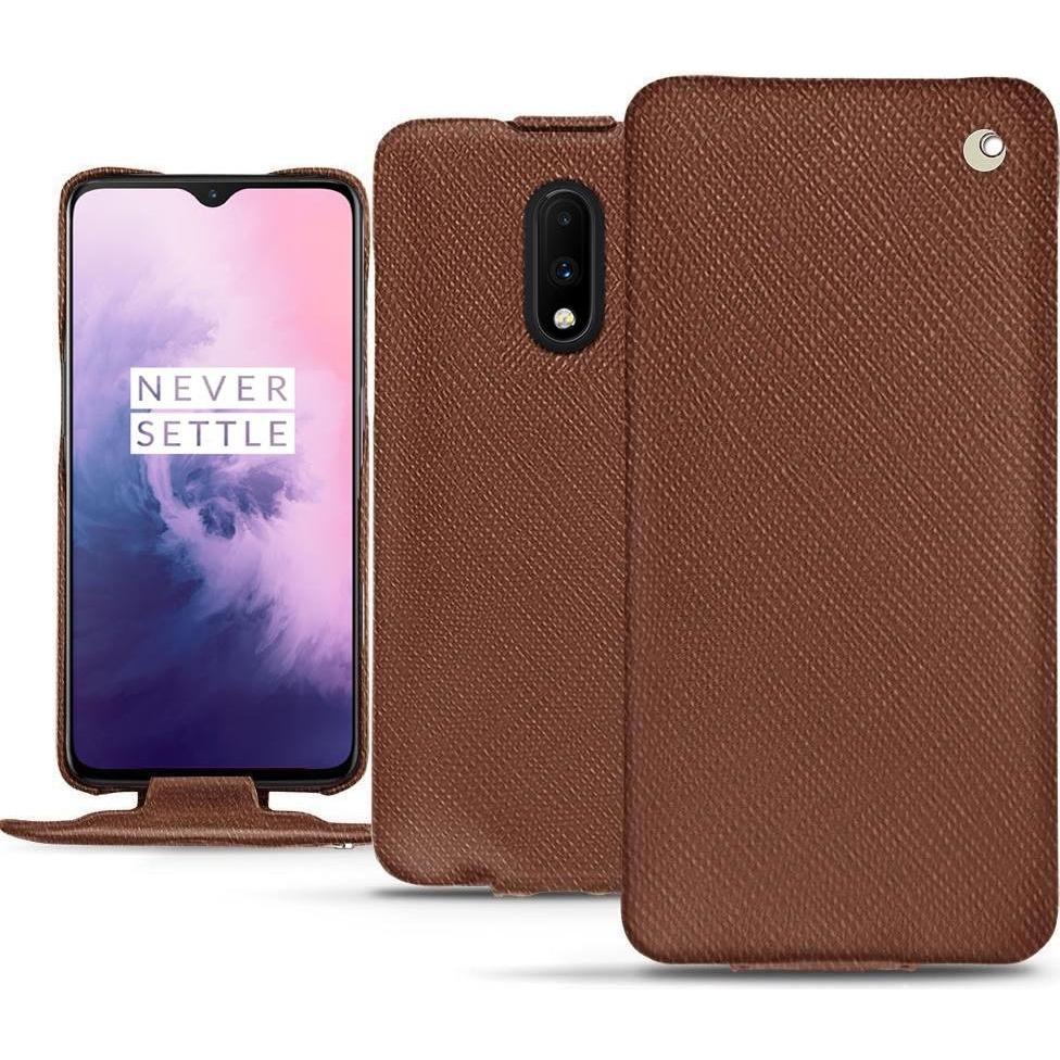Noreve Lederschutzhülle vertikal (OnePlus 7), Smartphone Hülle, Braun