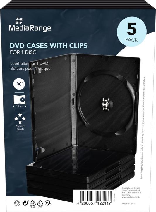 Image du produit MediaRange DVD Ersatzhüllen, für 1 DVD-Medium, 5 Stück