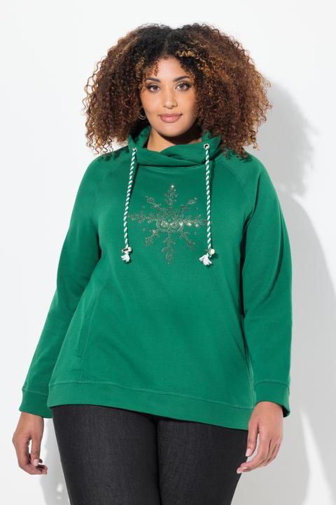Image du produit Ulla Popken Sweat-shirt à col montant et manches longues, poches, flocon de neige (42, 44)