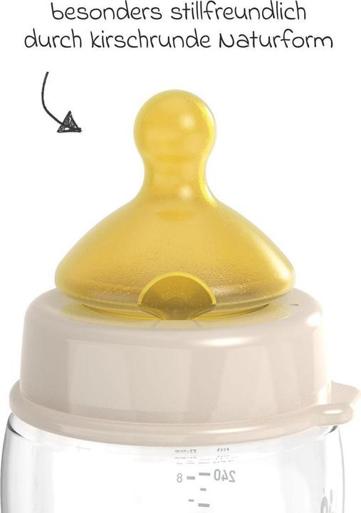 Produktbild NIP Babyflaschen PP-Flasche Cherry Green 260 ml + Latex-Trinksauger (260 ml)