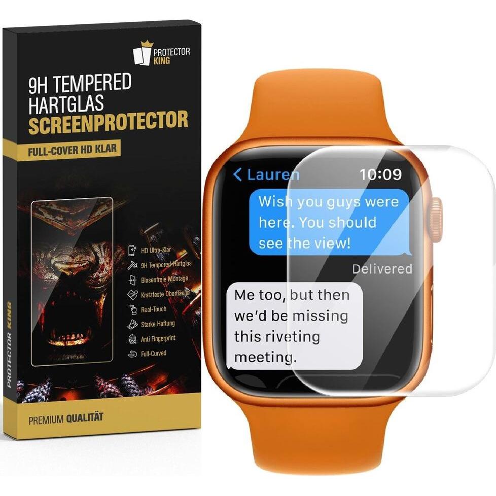 Protectorking 1x emaser Tempered 9H Panzerglas 8D KLAR, Smartwatch Schutzfolie, Transparent