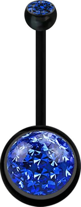 Actual product image Star Piercing Banane schwarz mit Kugel Kristall dunkelblau und Kugel Kristall dunkelblau Epoxy Schutzschicht (Bioflex, without brass)