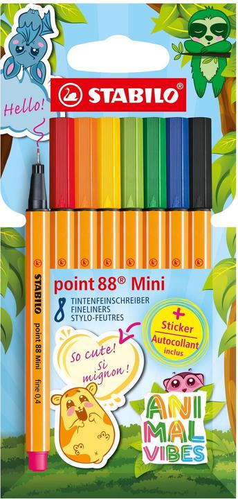 Produktbild STABILO Finelineretui 8ST Point88 Mini (Apfelgrün, Blau, Gelb, Grün, Orange, Pink, Rot, Schwarz, 8x)