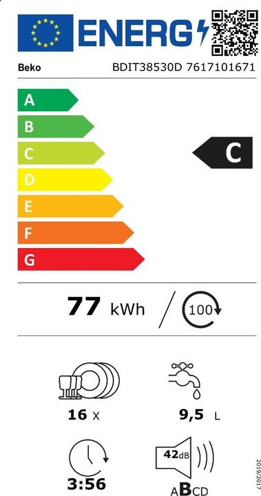 Energie-Label Beko MDA EB-Geschirrspler XL BDIT38530D
