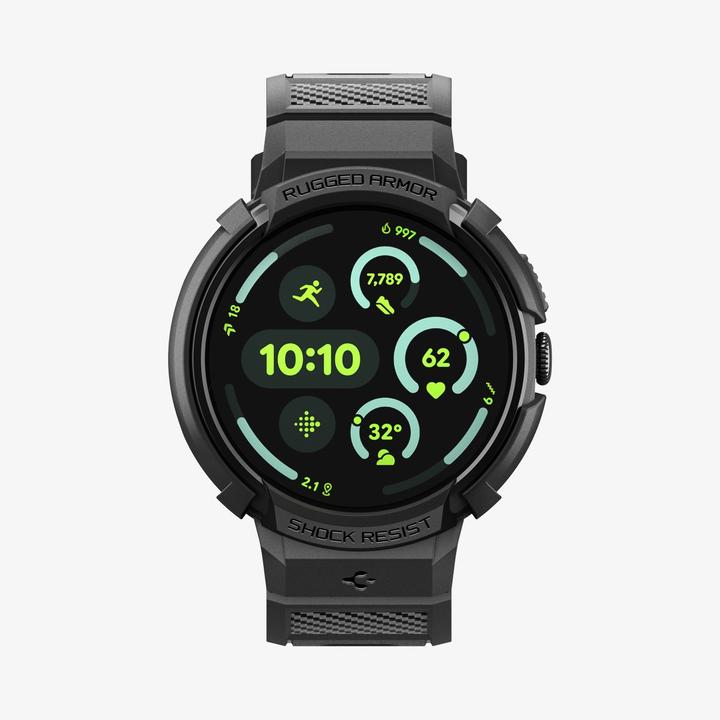 Actual product image Spigen Rugged Armor matte black - Google Pixel Watch 4 45mm