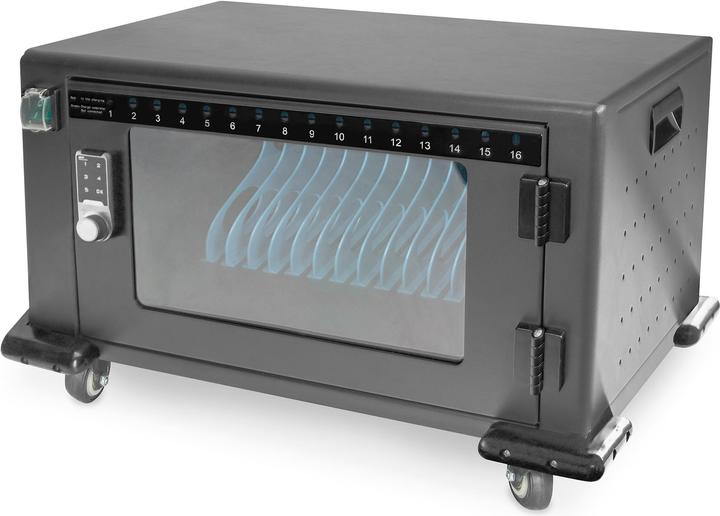 Digitus Mobiler Ladeschrank, 14", USB-C, elektr. PIN Schl. 16 Ladestationen, Lüfter, 384 x 550 x 375 mm