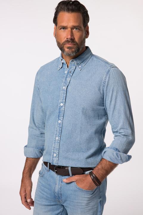 Produktbild JP1880 JP 1880 Denim-Hemd, Langarm, Buttondown-Kragen, Modern Basic Fit (8XL)