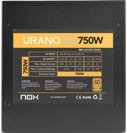 Produktbild Nox Urano VX Bronze Edition Netzteil 750 W 20+4 pin ATX ATX Schwarz (750 W)