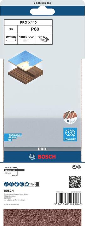 Produktbild Bosch Professional Zubehör PRO X440 Schleifband, 100 x 552 mm, G60 (60)