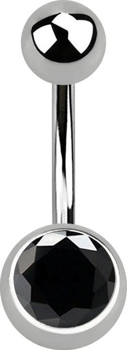 Immagine prodotto Star Piercing Banana argento con sfera e cristallo nero (Titanio, senza ottone)