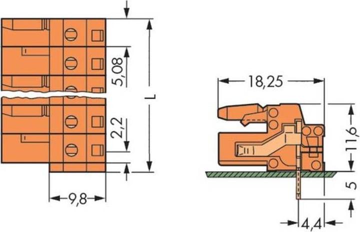 Actual product image Wago Female multipoint connector orange 232-272 Content: 25 pcs (232-272)
