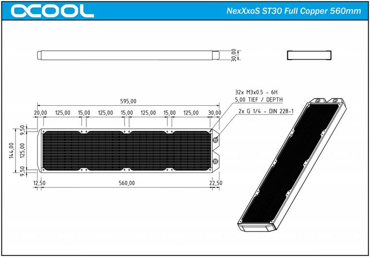 Image du produit Alphacool NexXxoS ST30 Full Copper 560mm (140 mm)