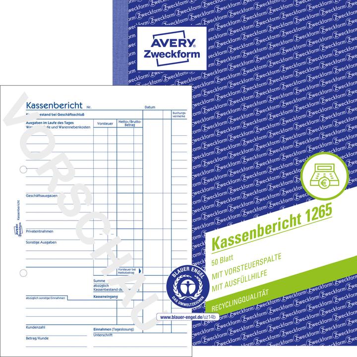 Produktbild Avery RecyclingÂ Kassenbericht (50x)