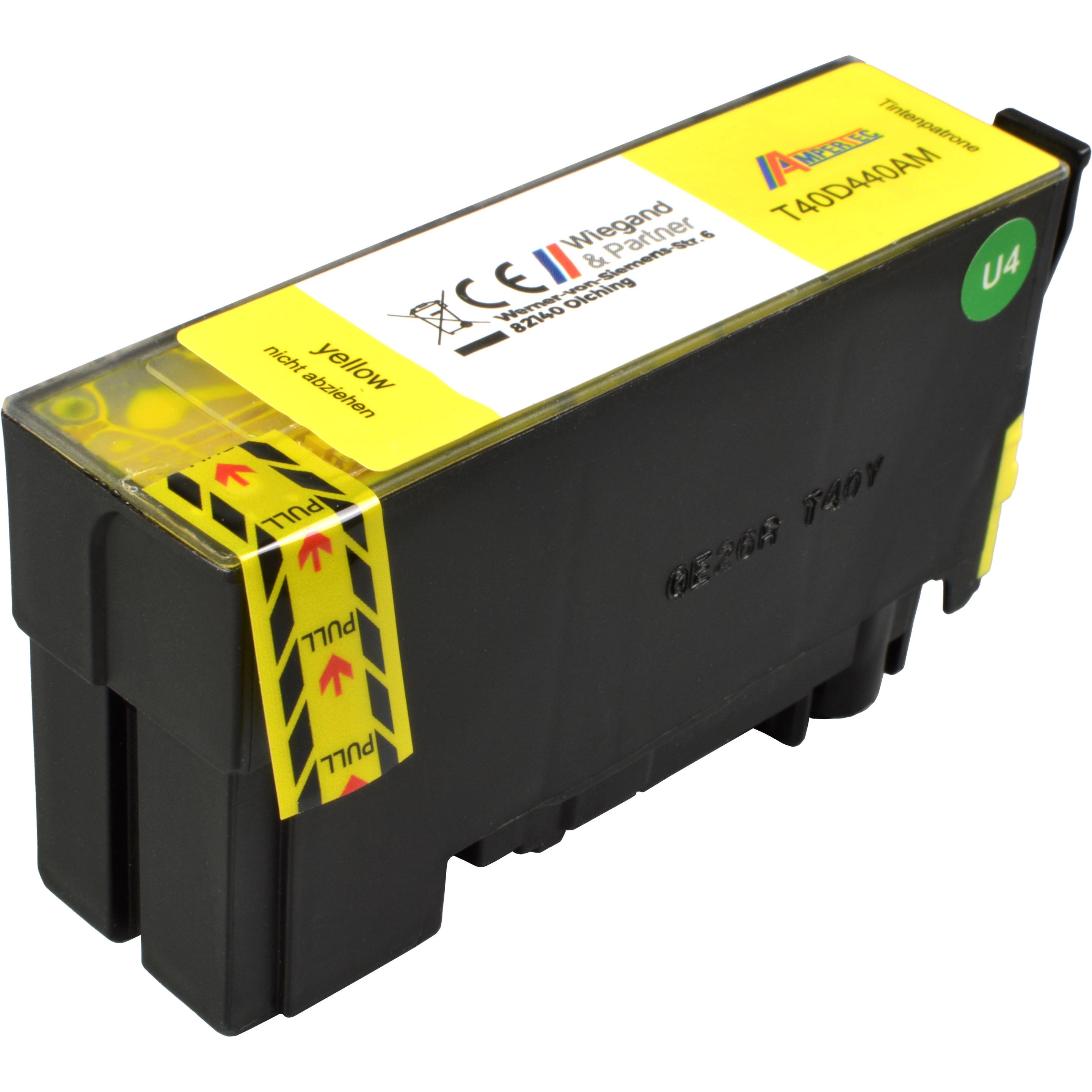Ampertec, Druckerpatrone, Tinte ersetzt Epson C13T40D440 yellow T40D4 (Y)