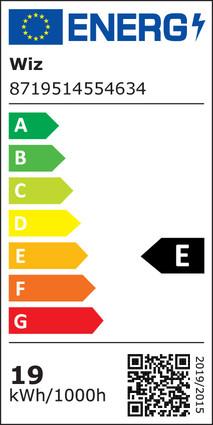 Label énergétique WiZ Wi-Fi Ble (E27, 18.50 W, 2452 lm, 1 x, E)