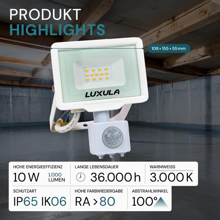 Actual product image Luxula LED floodlight with motion detector (1000 lm, IP65)