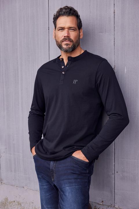 Produktbild JP1880 Henley, Basic, Shirt, Langarm, Knopfleiste, bis 8XL (XXL)