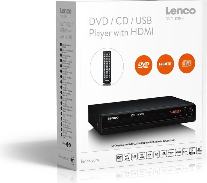 Produktbild Lenco DVD-Player DVD-121BK USB, mit HDMI, LED Display (DVD Player)