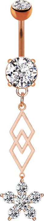 Immagine prodotto Star Piercing Banana in oro rosa con due sfere di cristallo ciondolo in argento due diamanti fiore di cristallo (Ottone, Acciaio chirurgico 316L)