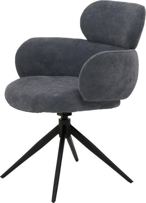 Immagine prodotto Mendler Esszimmerstuhl HWC-O77, drehbar Auto-Return, Stoff (310g/m²) Chenille Öko-Tex – grau-blau