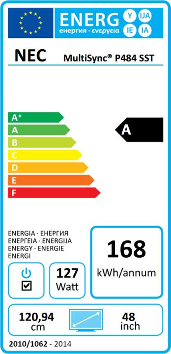 Energie-Label NEC MultiSync P484 SST (1920 x 1080 Pixel, 48")