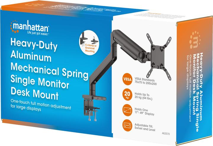 Immagine prodotto Manhattan Supporto da scrivania con molla meccanica e capacità di carico particolarmente elevata per un (Tavolo, 49", 20 kg)