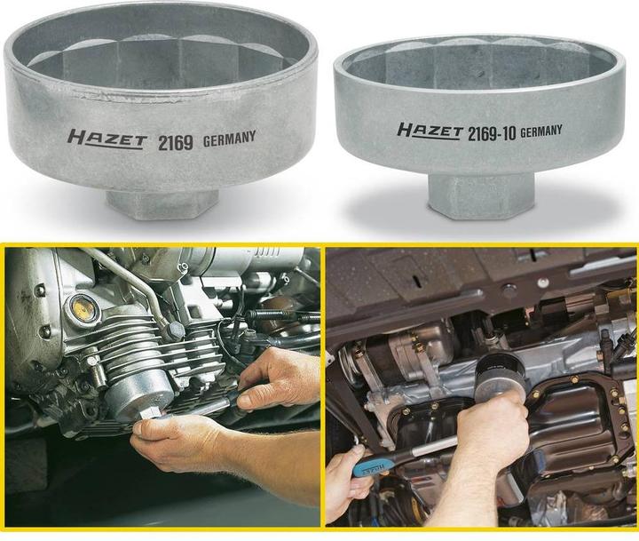 Produktbild HAZET Ölfilter-Schlüssel 2169-10 ∙ Vierkant10 mm (3/8 Zoll) ∙ Aussen 14-kant Profil ∙ 82 mm