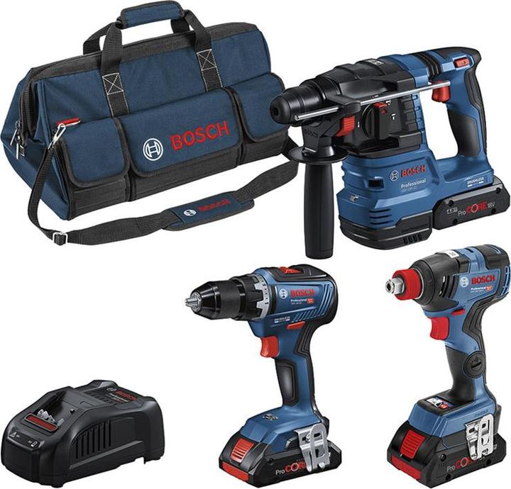 Actual product image Bosch Professional Bosch 4 Tool 18V Profi Set GSR + GDX+ GBH + GST