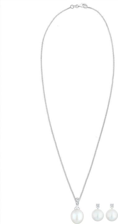 Actual product image Diamore Elli Diamonds Earring Set with Freshwater Pearl and Diamond (Sterling Silver)