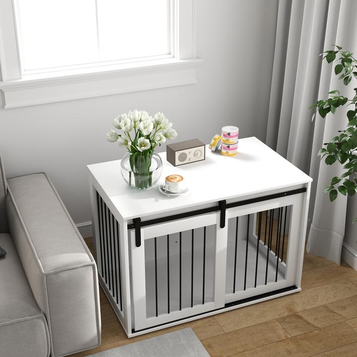 Immagine prodotto PawHut Hundekäfig Spanplatte, Stahl Weiss (Cuccia per cani)