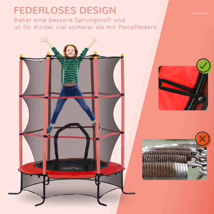 Produktbild Homcom Kindertrampolin Stahl, Kunststoff Rot (163 cm)