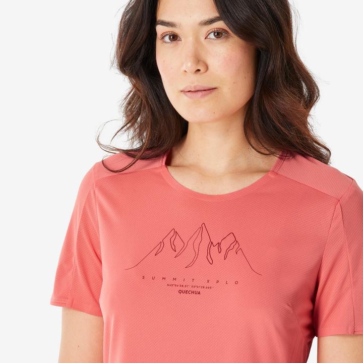 Actual product image Quechua Women’s Short-Sleeved Hiking T-Shirt - MH500 - Red (M)