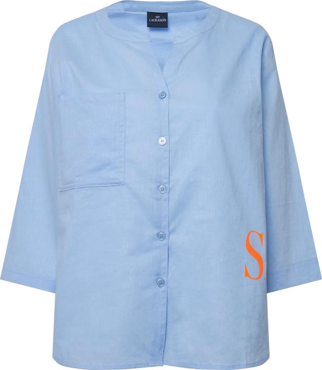 Produktbild Laurasøn Leinenmix-Bluse, Rundhalsausschnitt, Brusttasche, Schriftzug, 3/4-Ärmel (M)