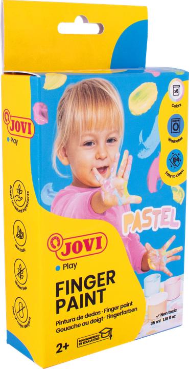 Actual product image Jovi Pastel finger paints, 6 tins of 35 ml in cardboard packaging (35 ml)