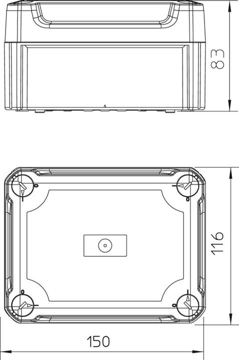 Produktbild OBO Bettermann OBO T 100 OE HD LGR Kabelabzweigkasten geschlossen mit hohem Deckel 150x116x83 l